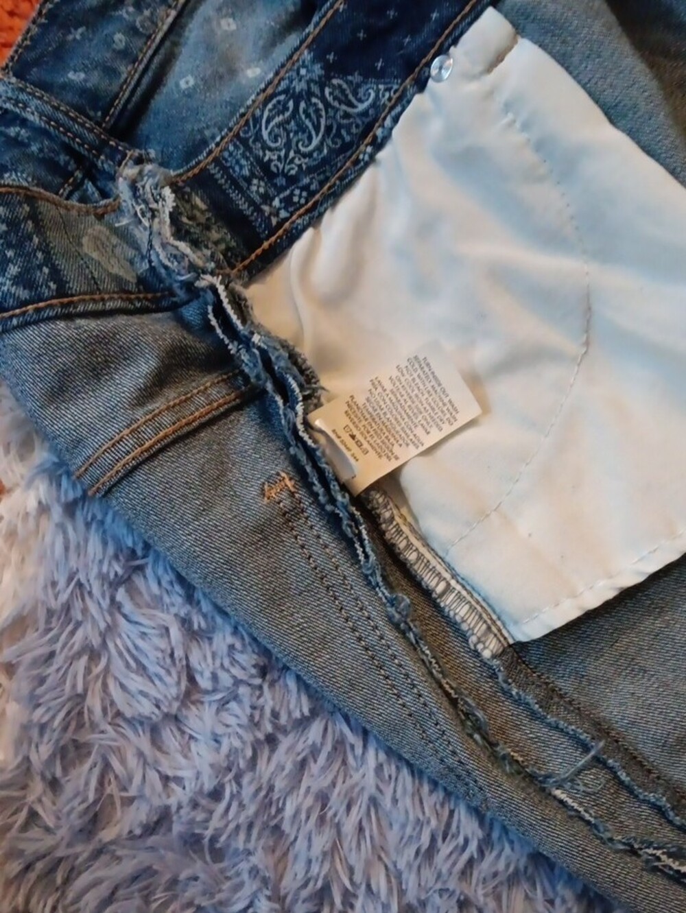 No Boundaries Blue Bandana Print Denim Mini Skirt - Picture 8 of 11